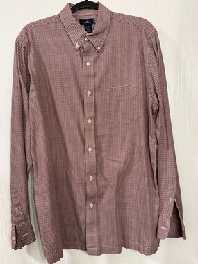 Dockers Maroon and White Micro-Check Button-Down Shirt